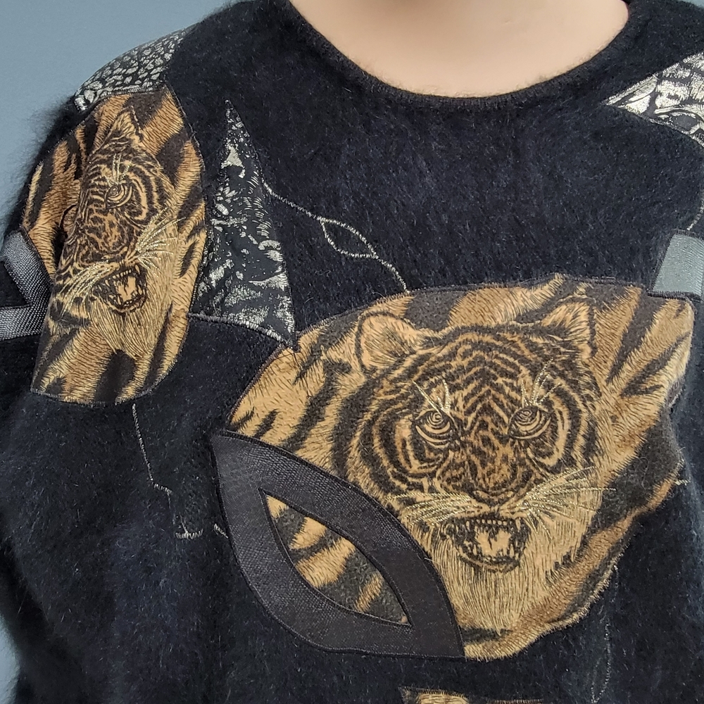 Vtg Venesha angora tiger sweater S/M - Picture 3 of 6